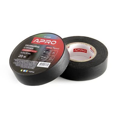 Изоляционная лента APRO PRO 19 мм &times; 20 м, чёрная матовая, самозатухающая